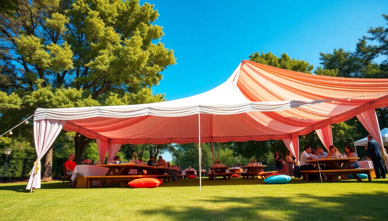 Enjoying a stylish canopy tent providing shade at an outdoor event.