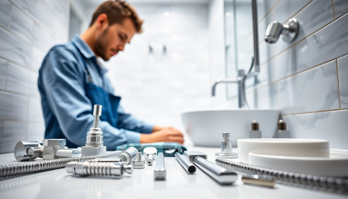 Technician installing bathroom fixtures, sonni sanitär GmbH showcases expert craftsmanship.