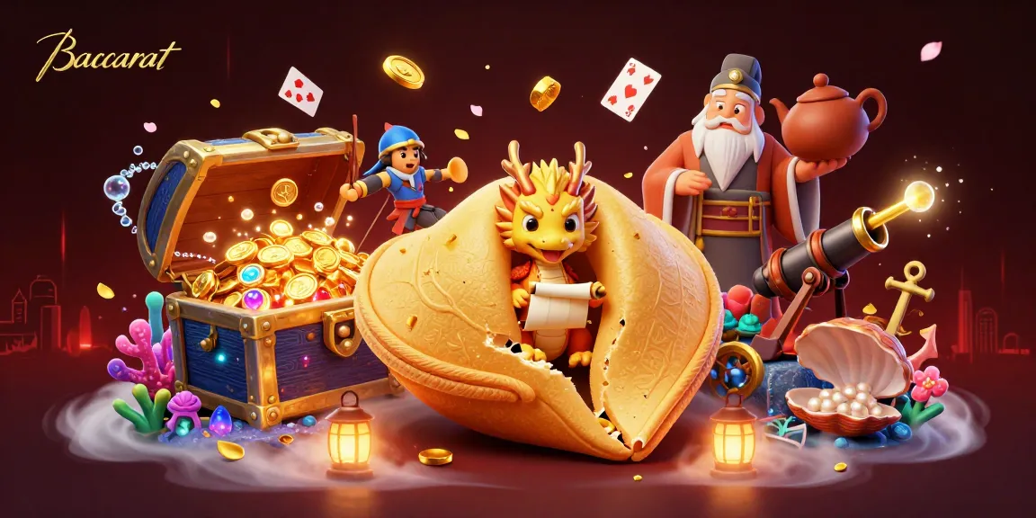Baccarat game scene features unique characters guarding treasure, promising luck and strategy for players.