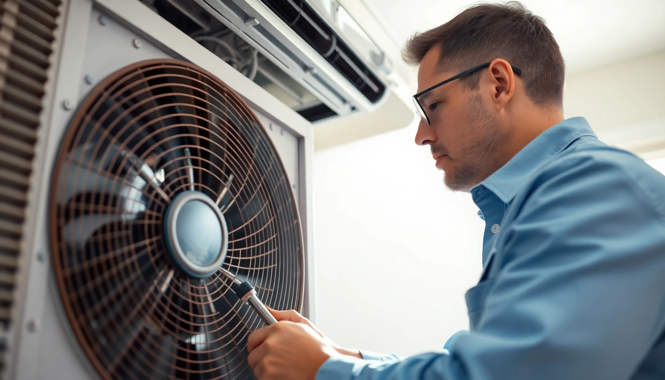 Expert HVAC Repair Tampa technician working on an air conditioning unit indoors.