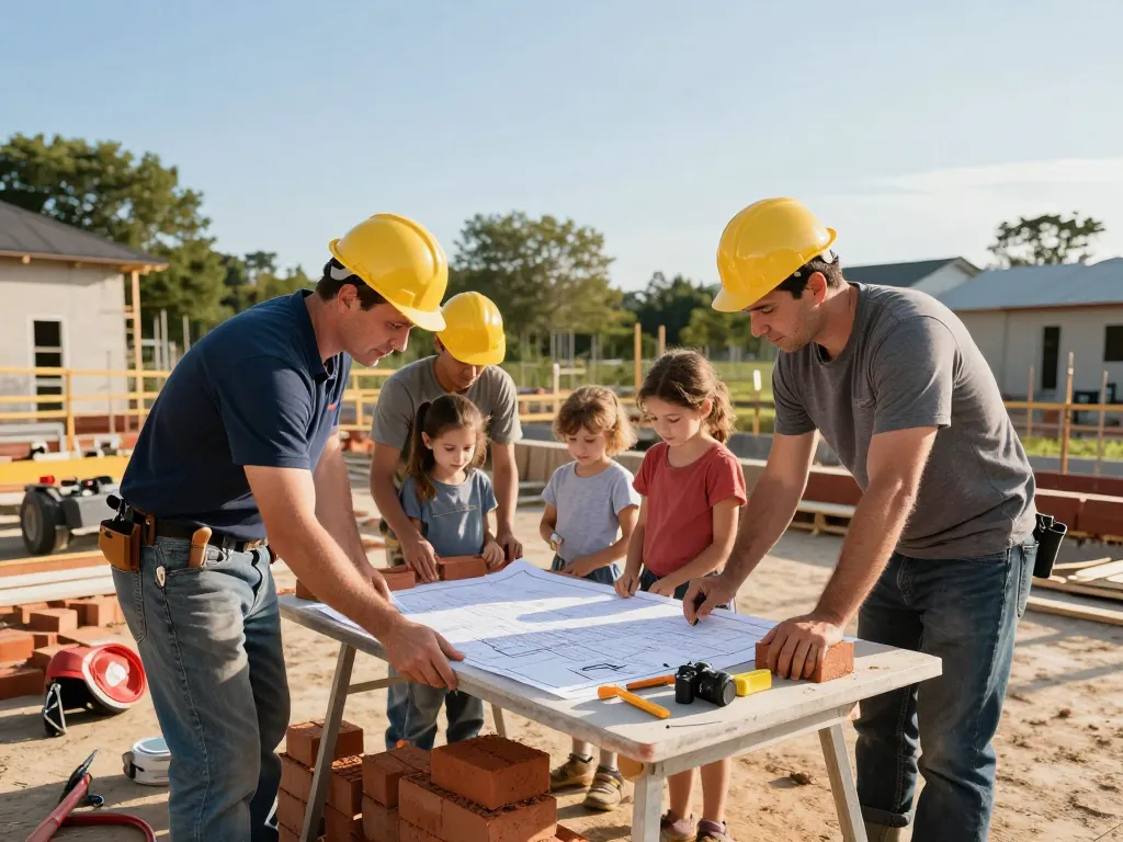 Construction team at work on a residential project by https://patco.com, showcasing family values and craftsmanship.