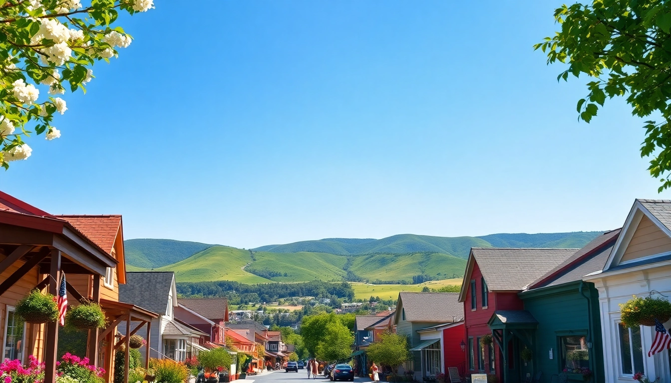 Clarksburg showcases its vibrant community with blooming flowers and charming houses.