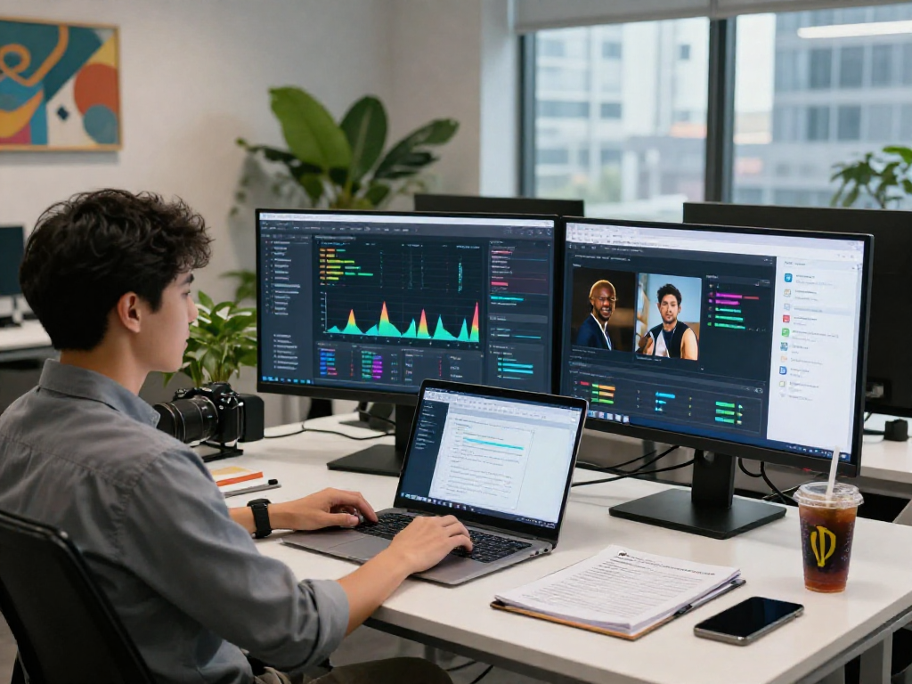 ai image detector analytics dashboard in a modern office setting showcasing content moderation performance metrics