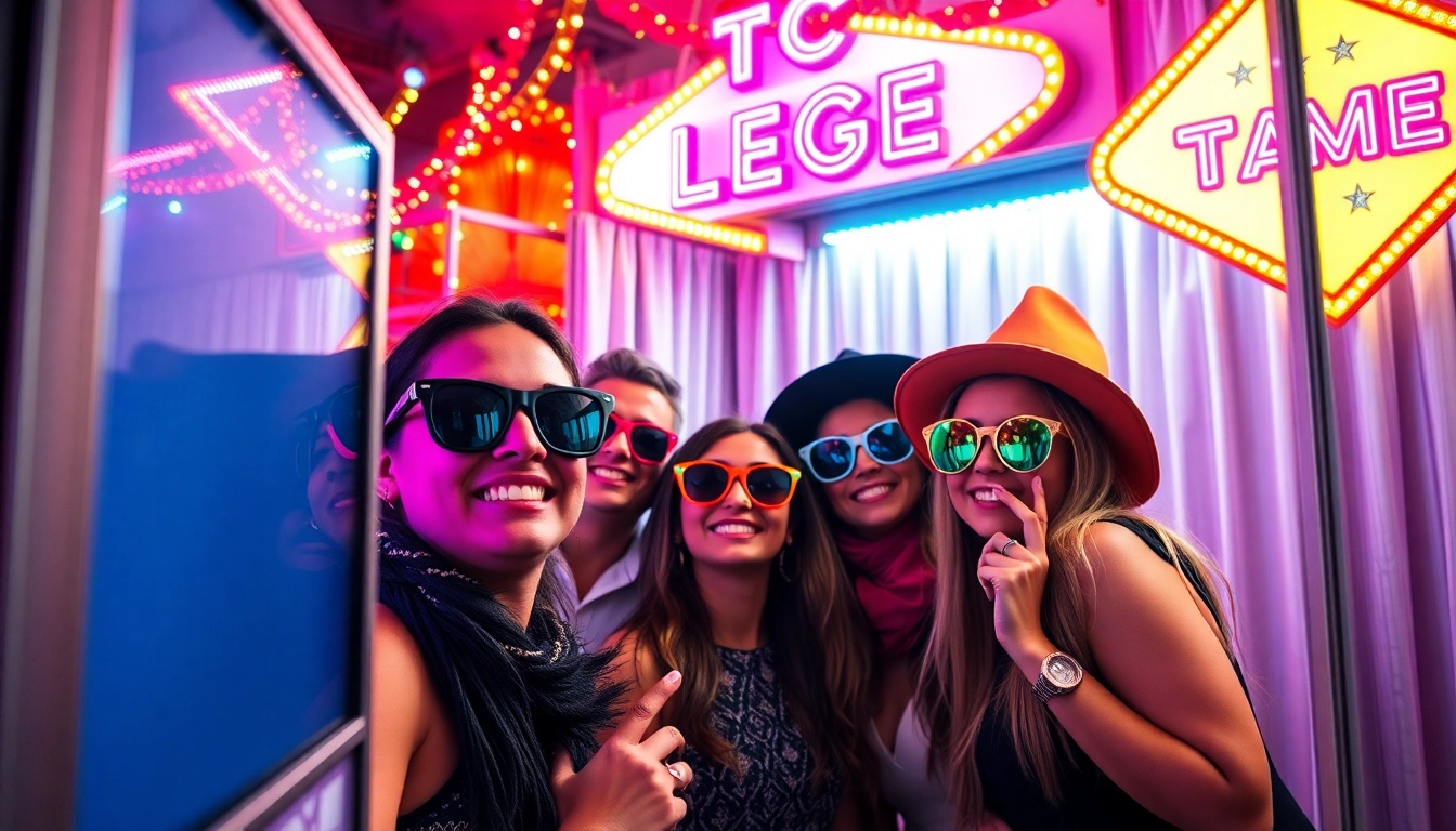 Engaging photo booth rentals Las Vegas experience with vibrant decorations and joyful guests.