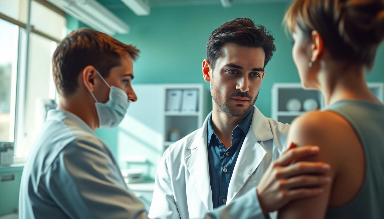 Health expert monitoring patient's vitals in a professional clinic.