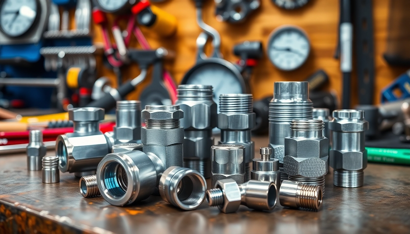 Showcasing various Fuel line AN fittings on a workbench, emphasizing their quality and craftsmanship.