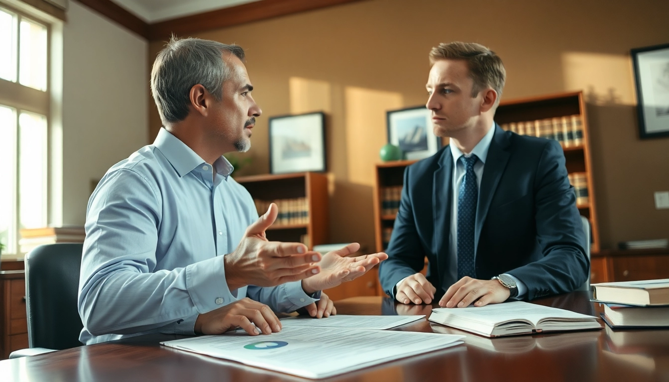 Clearwater truck accident attorney consulting with a client in a professional office setting.