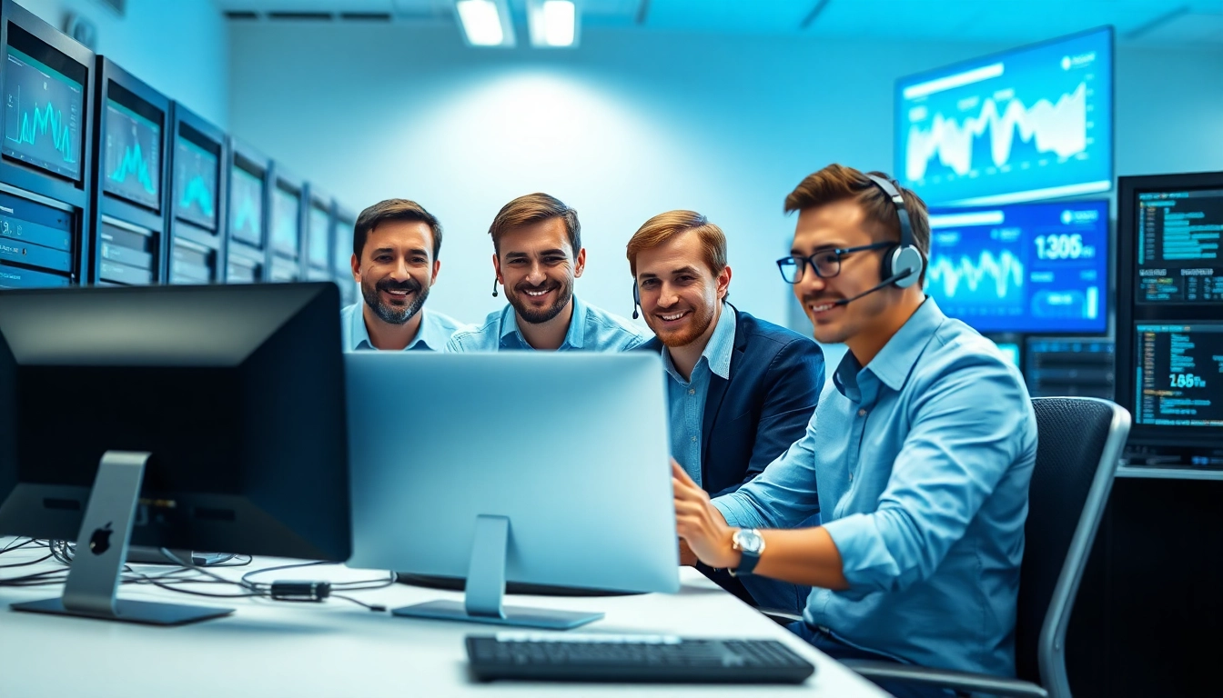 Managed IT services near me showcased through a professional team's collaboration in a bright office.