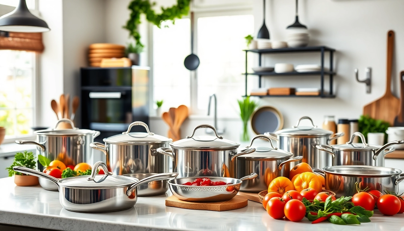 Discover premium cookware shop Auckland showcasing elegant kitchenware in a bright kitchen.