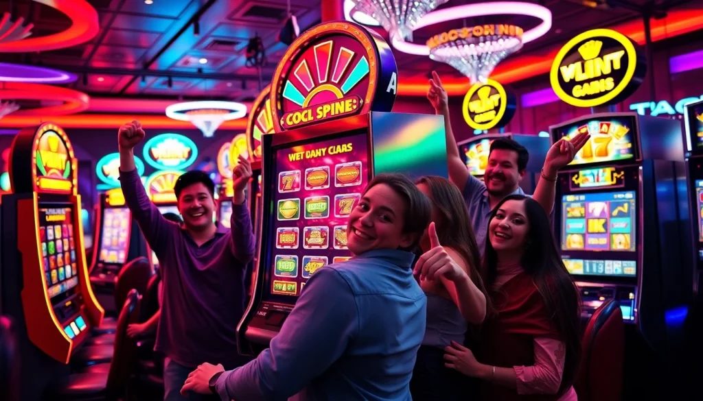 Menang besar di permainan slot gacor dengan suasana kasino yang ceria.