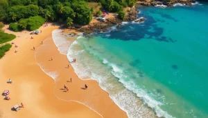 Vista aérea deslumbrante da praia de Paripueira AL com areias douradas e poças de maré vibrantes.