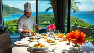 Elegant presentation by a Private chef St Martin showcasing gourmet cuisine in a luxury villa