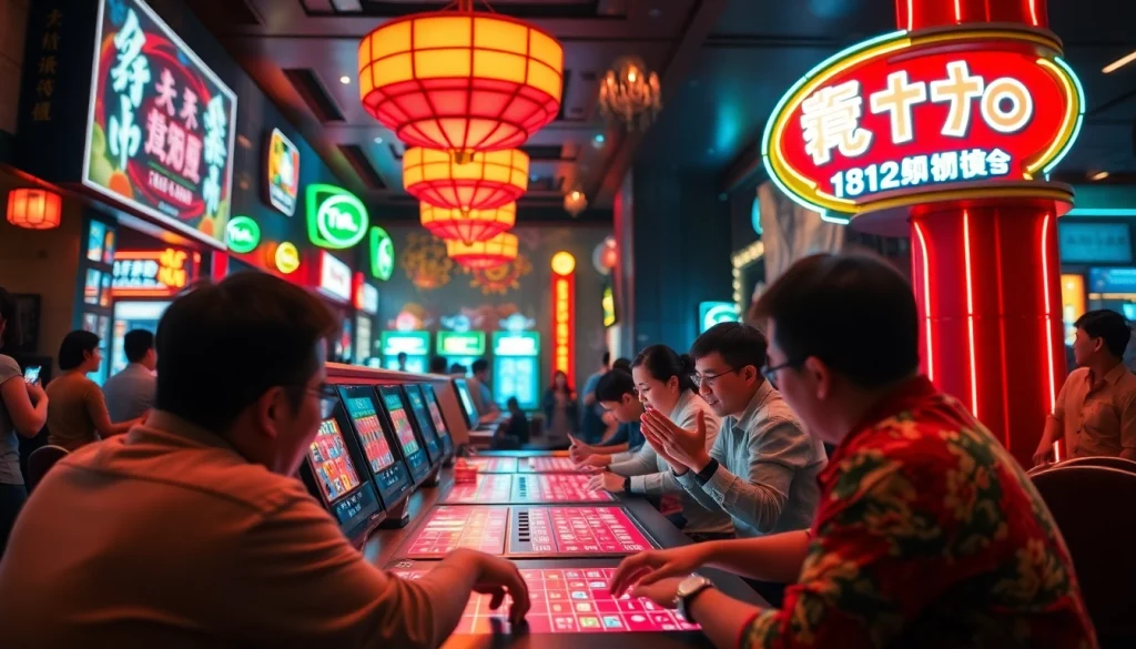 Bermain bandar toto macau di meja kasino dengan suasana meriah dan pemain yang antusias.