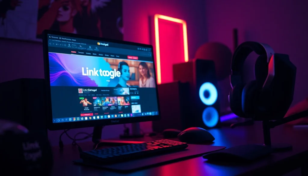 Menampilkan link diantogel pada komputer gaming dengan aksesori gaming modern.