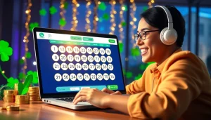 Bermain togel online resmi dengan antarmuka menarik di laptop dalam suasana penuh keberuntungan.