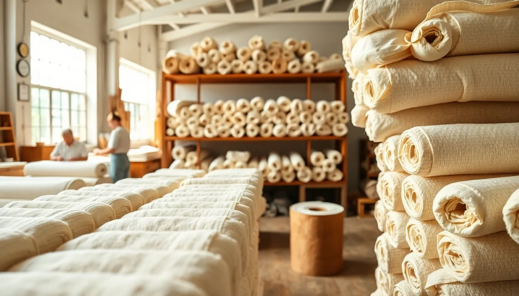 Verken ongebleekt katoen in een levendige textielwerkplaats met ambachtslieden aan het werk.