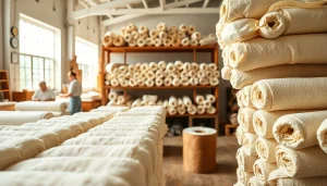 Verken ongebleekt katoen in een levendige textielwerkplaats met ambachtslieden aan het werk.