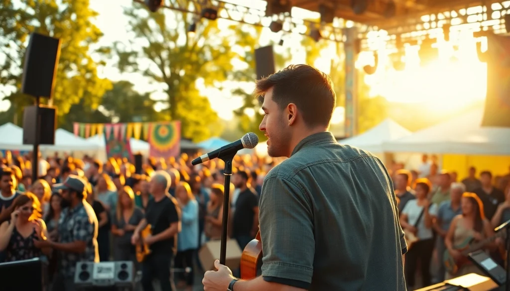 Koralive festival scene showcasing musicians captivating the audience with energetic performances.