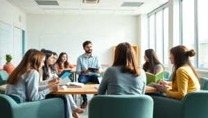 Engaged students in an Education setting actively participating in a classroom discussion.