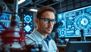 Engineer showcasing advanced Technology solutions in a state-of-the-art lab environment.