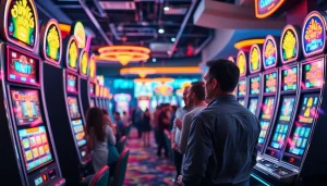 Memenangkan permainan slot gacor hari ini dengan suasana kasino yang meriah.