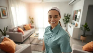 Maid Abu Dhabi offer professional home cleaning with care and attention in a stylish living room.