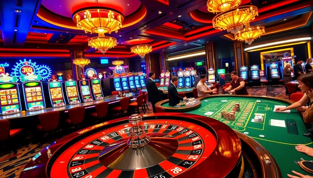 Experience the thrill of 'link vao w88' while placing bets on a luxurious casino floor.