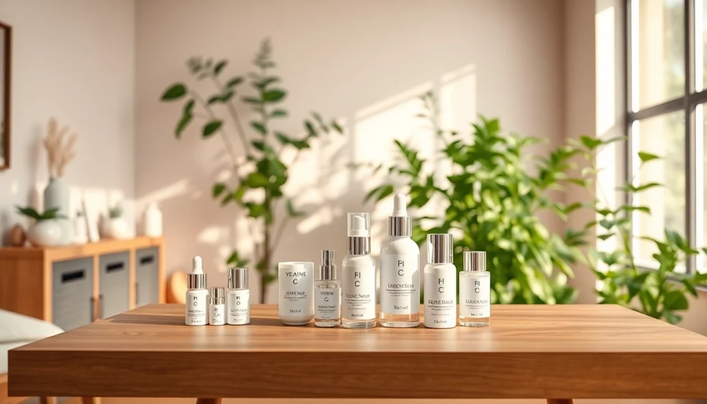 Hudvårdsprodukter för hudvård mot pigmentfläckar visas i en lugn studiomiljö.