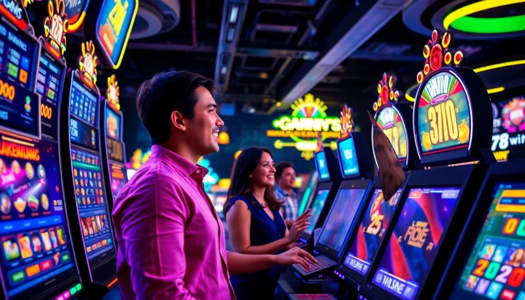 Exciting online casino scene at 78win.com with players enjoying slots and sports betting