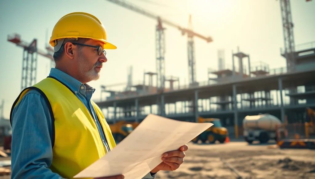 Oversee construction projects with New Jersey Construction Manager at bustling building site.