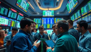 Engaged bettors discussing odds in a dynamic sports betting Canada environment.