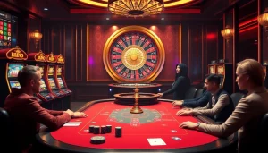 Experience high-stakes gaming at RR88, showcasing intense poker action and vibrant slots.