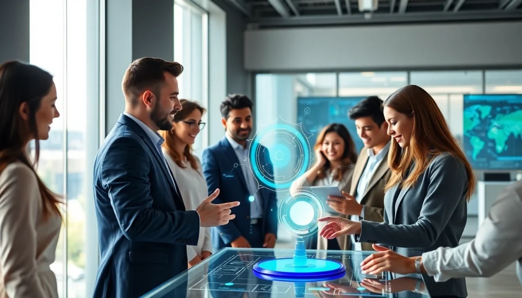 Engaging humans collaborating through the Human Interface with AI in a modern workspace.