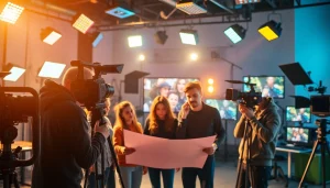 Showcasing a Creative Video Production Agency's dynamic team engaged in collaborative filming efforts