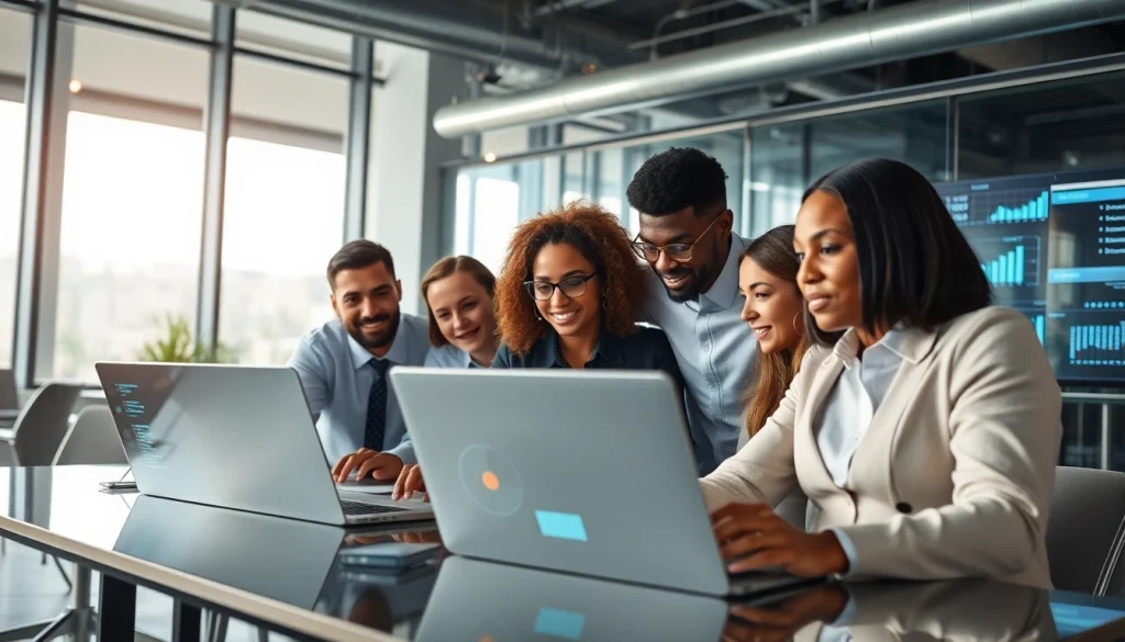 Visualize competitive intelligence through a professional team collaborating over data insights.