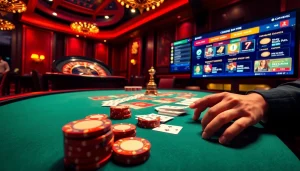 Engage in a thrilling casino experience with poker chips, cards, and a roulette wheel as bạn bám vào đây for excitement.