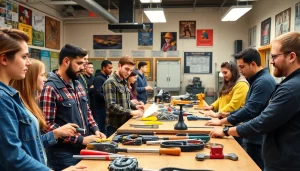 Trade School Knoxville TN students actively learning in a vibrant classroom environment.