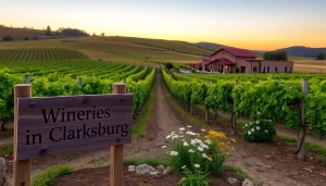 Discover the scenic beauty of wineries in Clarksburg, featuring sunlit grapevines and inviting landscapes.
