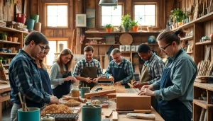 Engaged participants in craft training Colorado, actively learning and creating in a vibrant workshop setting.