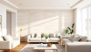 Decorate your space with stylish peel and stick wall panels enhancing a modern living room.