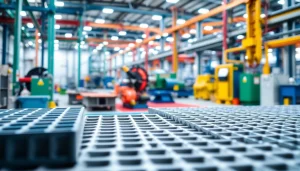 GRP Grating Supplier showcasing various fiberglass grating products in an industrial setting.