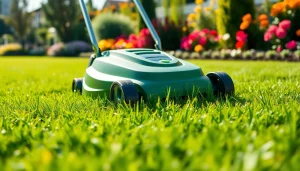 Efficient mowing with an electric lawn mower cordless on a lush green lawn.