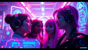 Vibrant scene showcasing characters in an immersive NSFW AI virtual environment.