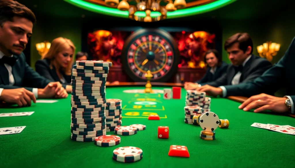 Engage in a vibrant poker game at https://88t.art/ with elegantly designed poker chips and dice.