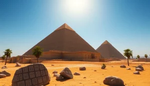 Explore the intricate textures of piraminds highlighted by golden sunlight.