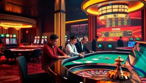 Experience thrill at SAY88 with vibrant casino gaming visuals, showcasing poker chips and live betting.
