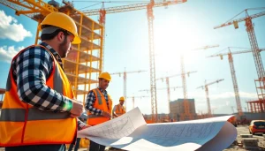 Performing tasks at das 142 construction site highlighting teamwork and vibrant activity.