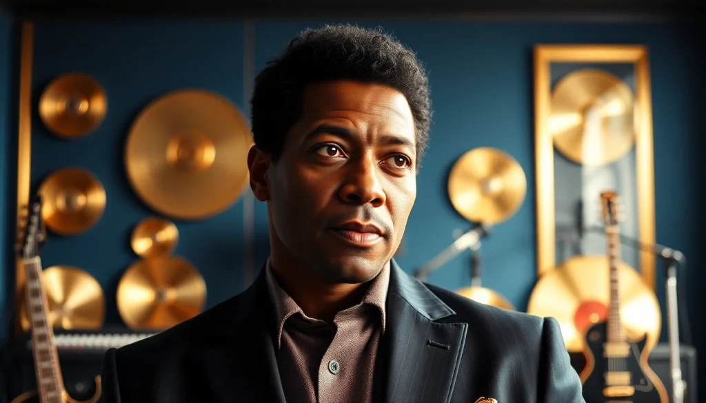 Showcase of baby face net worth 2023 through a portrait of Kenneth "Babyface" Edmonds in a music studio.