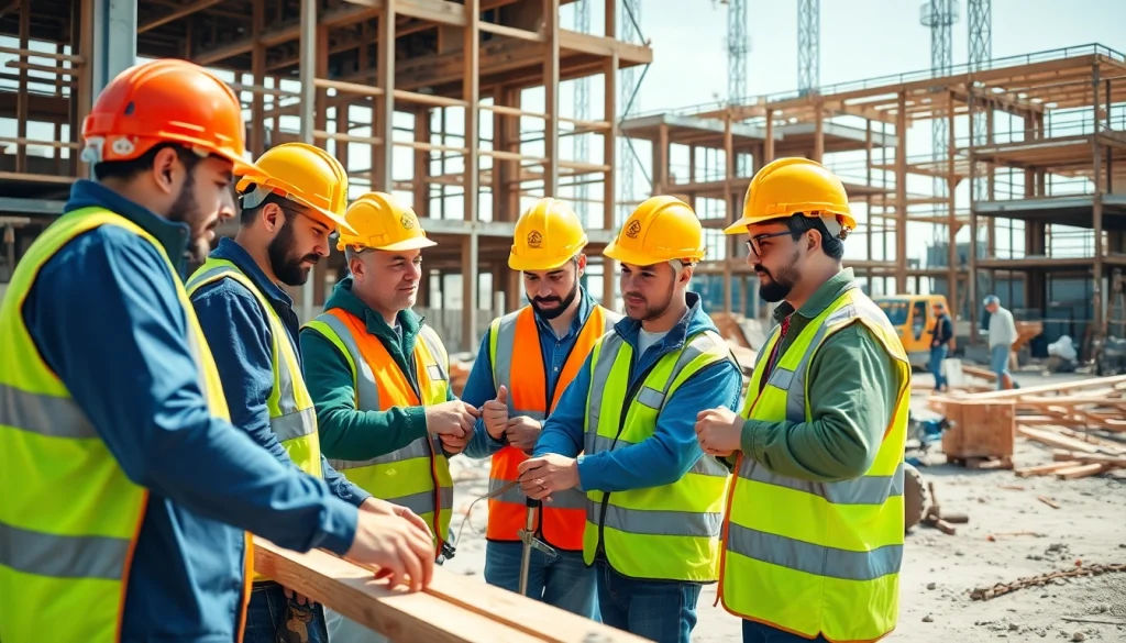 Young apprentices engaged in a construction apprenticeship, actively collaborating at a site.