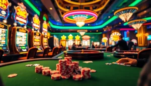 MM88 players enjoying an intense moment at luxurious casino tables filled with exciting games.